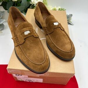 Men's Christian Louboutin penny loafers, brown Rhea suede leather size 41